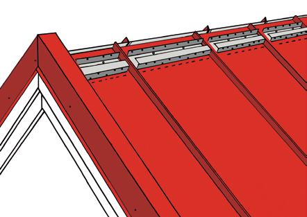 De asemenea, fixaţi profil fronton de scândura pentru fronton (pazia laterală) la fiecare 1000 mm. Profilele fronton Classic trebuie să se suprapună cu cel puţin 100 mm.