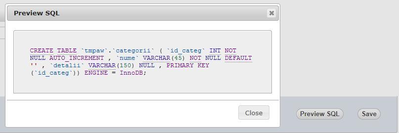 in aproape toate etapele in PhpMyAdmin exemplu de cod SQL/schelet utilizabil (copy/paste) in