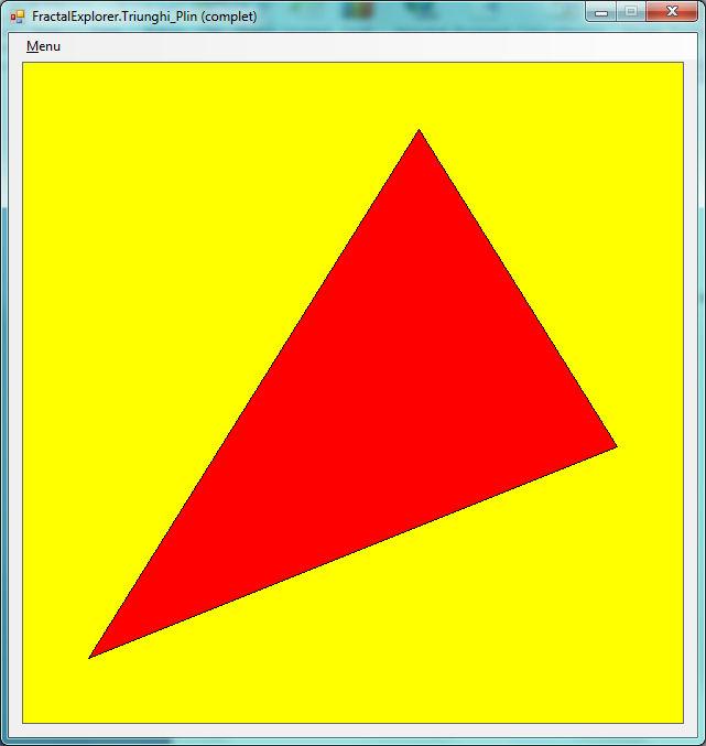 6. Completaţi codul clasei de mai jos astfel încât să coloreze în roşu, pixel cu pixel, punctele din interiorul triunghiului ABC şi cu galben pe cele din exterior: public class Triunghi_Plin :