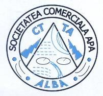 Societatea Comercială "APA CTTA"S.A. Alba Alba Iulia, Str. Vasile Goldiş, nr. 3, cod poştal 510007 Tel. 0258-834087, 0258-834501 Fax. 0258-834493 www.apaalba.