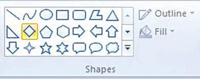 Grupul Shapes Size oferă posibilitatea stabilirii grosimii liniei cu care desenăm Grupul Shapes Forme predefinite care pot fi utilizate în desene, putându-se seta culoarea și grosimea liniei cu care