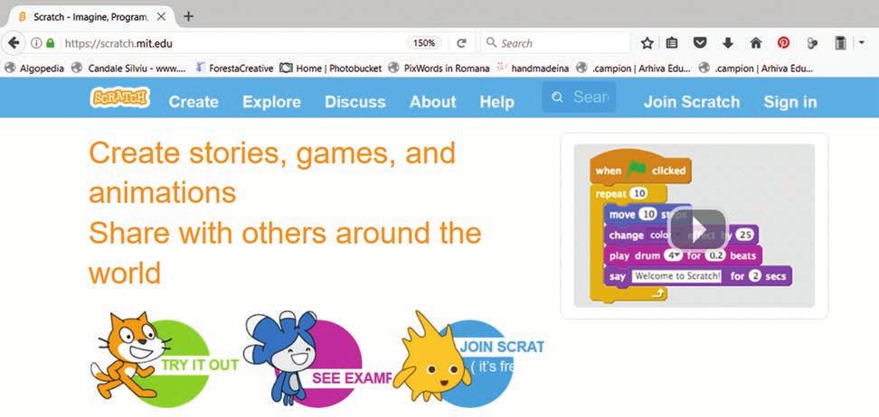 VOM ÎNVĂȚA DESPRE... Ce este Scratch? Scratch este un limbaj de programare grafic dezvoltat de Lifelong Kindergarten Group din cadrul MIT Media Lab, pe care îl putem folosi în mod gratuit.
