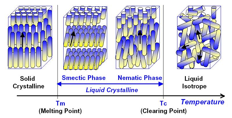 Page80 substanţele lichide. Cele mai multe cristale lichide sunt compuşi organici ( de exemplu cristale de cyanobiphenyl) constituiţi din molecule de formă alungită, vezi Fig.