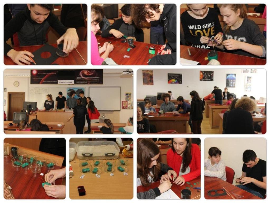 După prezentarea unor noțiuni teoretice, elevii construit circuite electrice simple care să modeleze diferite constelații, apoi și-au prez0entat unii