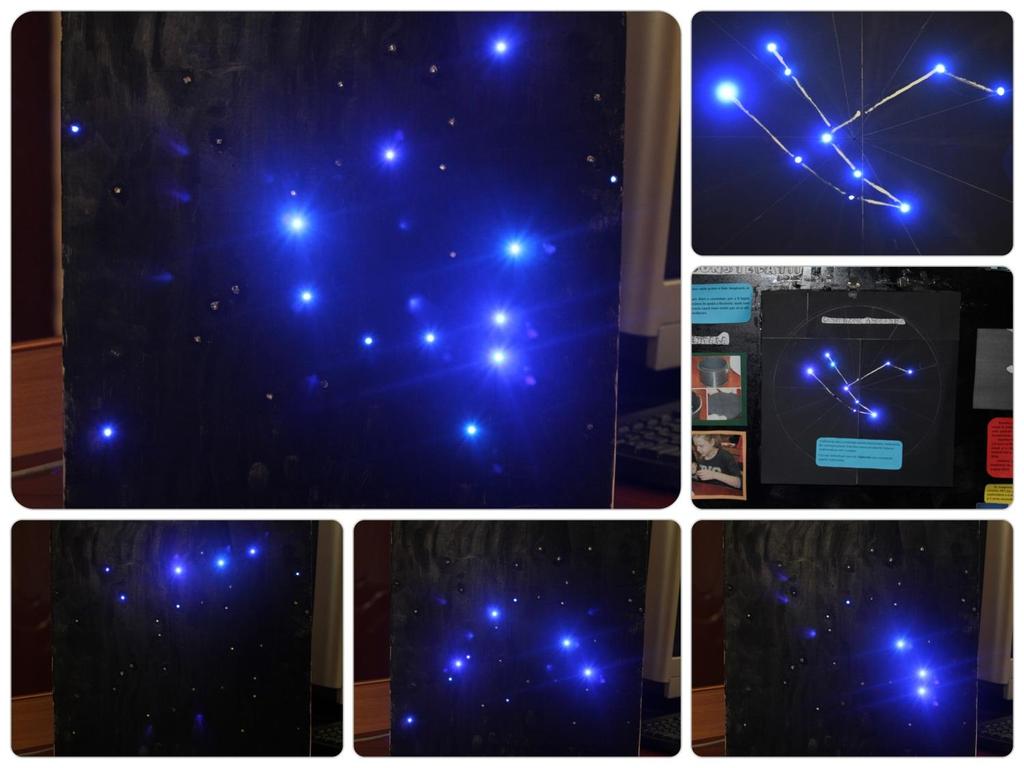 Modelare constelații: realizarea unui panou cu LED-uri Panoul a fost realizat de către un grup de 5 elevi din clasele a XI-a și a XII-a, membri ai echipei de proiect.