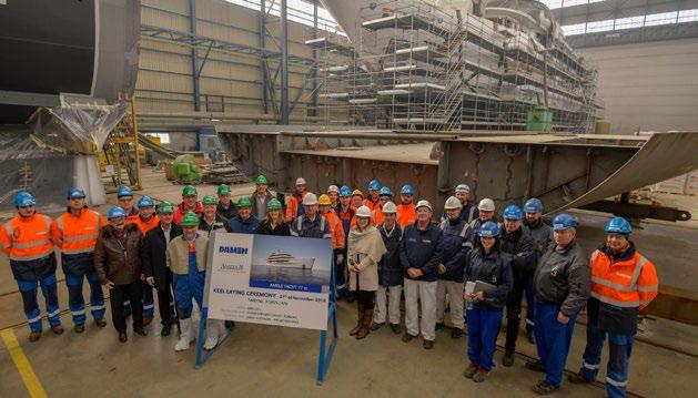RECENT PROJECT EVENTS Ceremonia de punere a chilei la iahtul de 77 metri Keel laying ceremony for a 77 metre yacht On the 27th of November, Damen Galaţi hosted the keel laying ceremony for YN 312476,