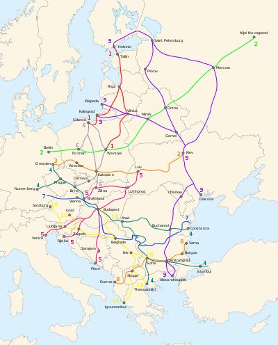 Uniunea Europeană a definit nouă coridoare feroviare de marfă (RFC-Rail Freight Corridors) în rețeaua feroviară a UE. Dintre acestea Coridorul Feroviar de Marfă nr.