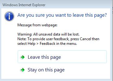 Step 4: Închideți CCP. Închideți fereastra CCP. Atunci când apare o fereastră de confirmare Windows Internet Explorer, dați clic pe Leave this page. Reflecție 1.