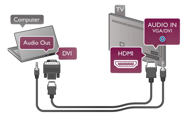 i un cablu audio S/D pentru conectarea ie#irii VGA Audio la intrarea AUDIO IN - VGA/DVI din partea posterioar" a televizorului. Setare ideal!