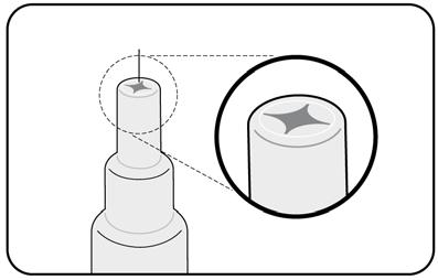 B Pregătirea tubului 1. Scoateţi capacul tubului. Ţineţi capacul tubului trebuie să faceţi acest lucru pentru a străpunge membrana. Menţineţi tubul în poziţie verticală. 2.