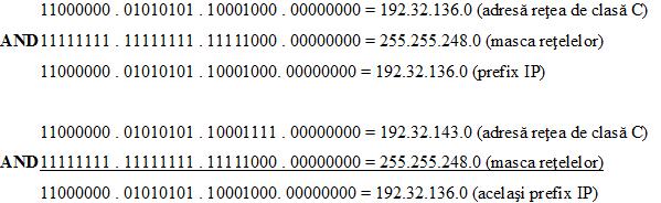 2.1.6 Rutarea intre domenii fără clase (contin.) Exemplu: pentru a adresa un grup de 8 adrese de clasă C cu o singură locaţie în tabela de rutare este suficientă următoarea reprezentare: <192.32.136.