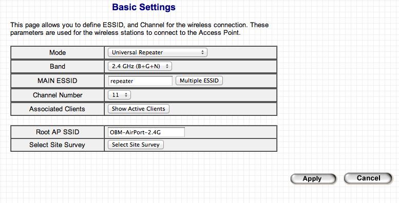 Root AP SSID (Rădăcină Ap SSID) este principalul dumneavoastră ruter Wi-Fi. MAIN ESSID (ESSID principal) este SSID pentru repetor.