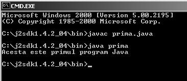 Capitolul 6. Iniţiere în utilizarea limbajului Java 219 6.2. Primul program De acum putem scrie primul program.